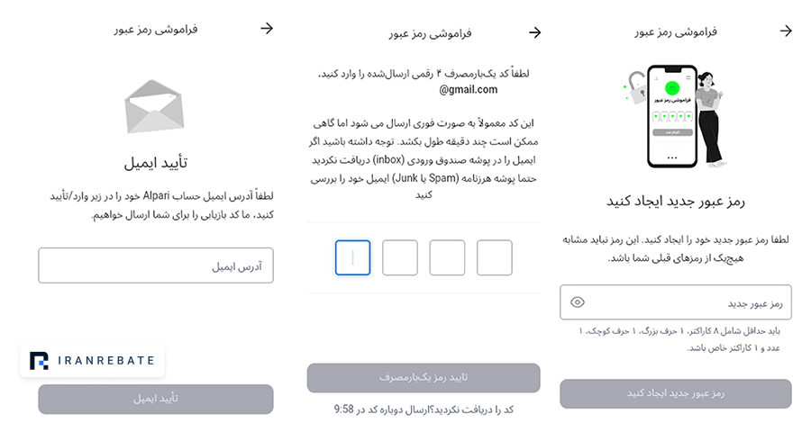 بازیابی رمز در آلپاری